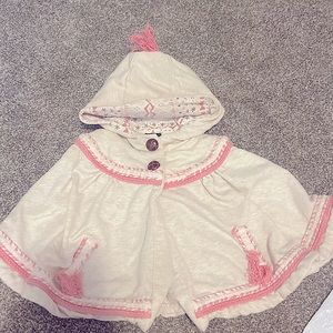 3-6 Month Girl Clothes- pink and heather hooded shawl